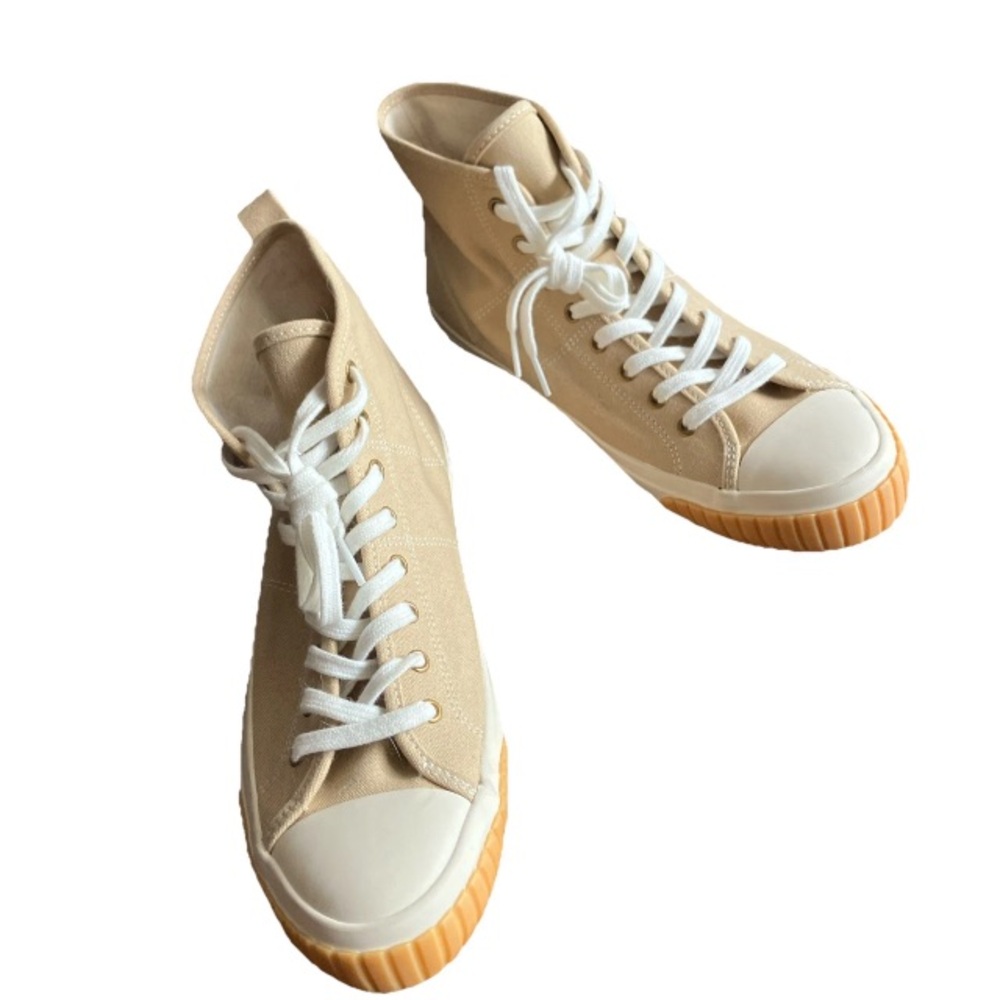 J.CREW Classic High-Top Sneakers Desert Sand Canvas Lace Up Casual Women's 10 - Picture 5 of 7